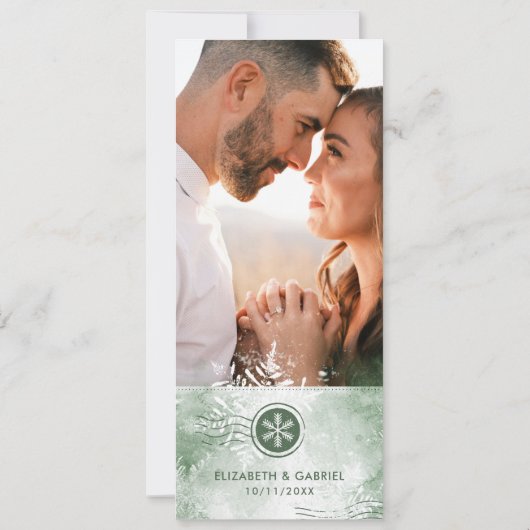 冬の搭乗券の目的地の結婚式 招待状 (裏面)