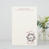 冬の教会とクリスマスリース パーソナライズされた 便箋 (スタンド正面)