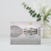 冬の教会とXマスのボールとクリスマスカード シーズンポストカード (スタンド正面)