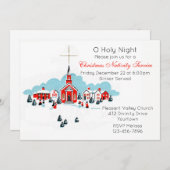 冬の教会のクリスマス礼拝 招待状 (正面/裏面)