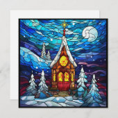 冬の教会のグリーティングカード シーズンカード (正面/裏面)
