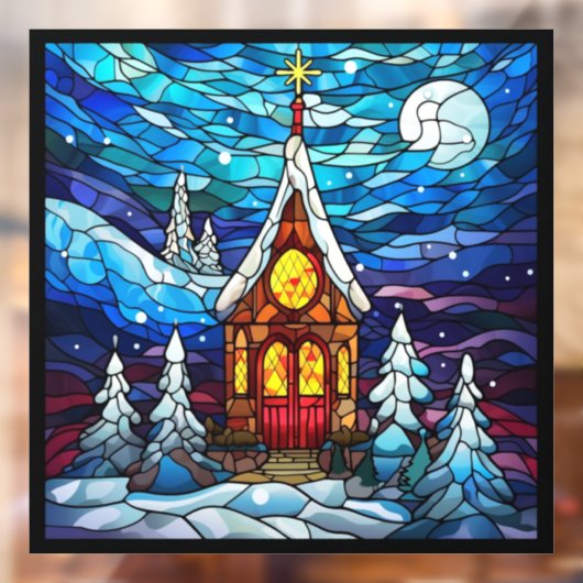 冬の教会の窓にしがみつく ウィンドウサイン (シート2)