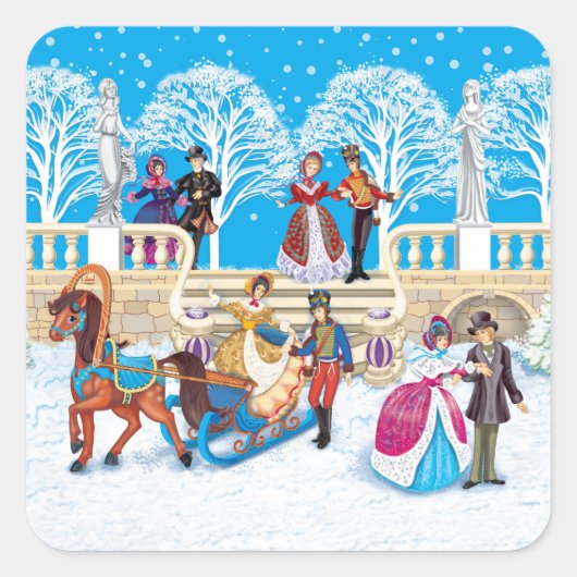 冬の散歩 スクエアシール (正面)