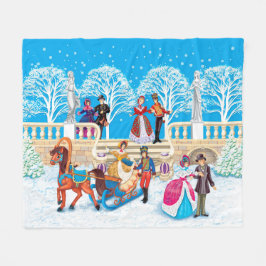 冬の散歩 フリースブランケット