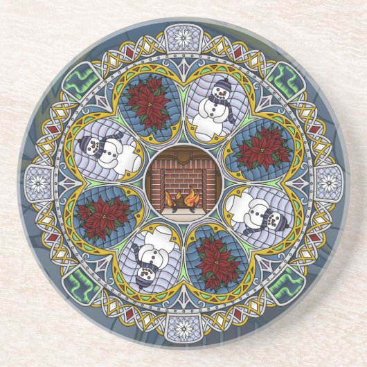 冬の新しいの砂岩コースター コースター (正面)