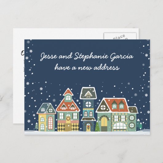 冬の新しいホームアドレス引っ越しました 案内ポストカード (正面/裏面)