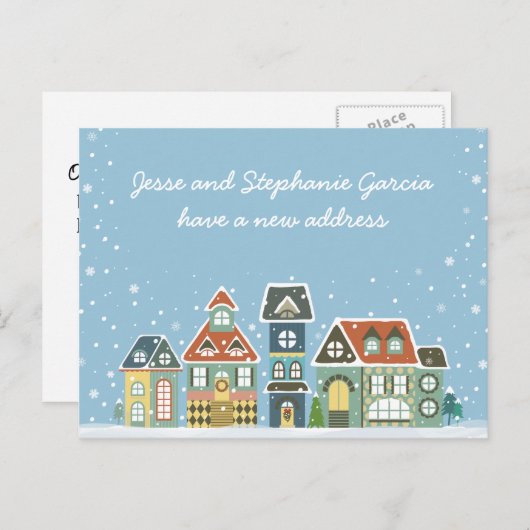 冬の新しいホームアドレス引っ越しました 案内ポストカード (正面/裏面)
