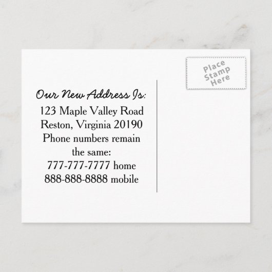 冬の新しいホームアドレス引っ越しました 案内ポストカード (裏面)