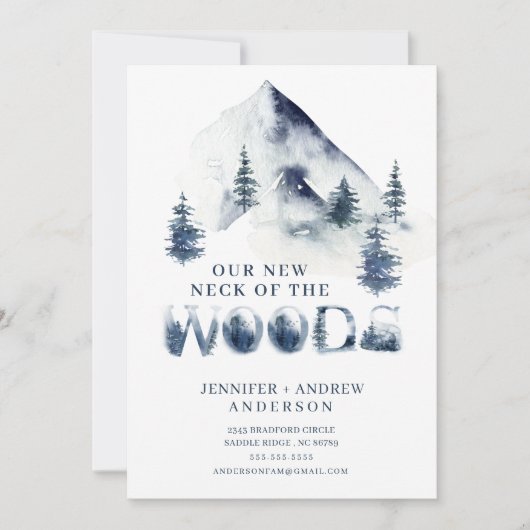 冬の新しい森の首の動きの発表 招待状 (正面)