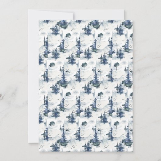 冬の新しい森の首の動きの発表 招待状 (裏面)