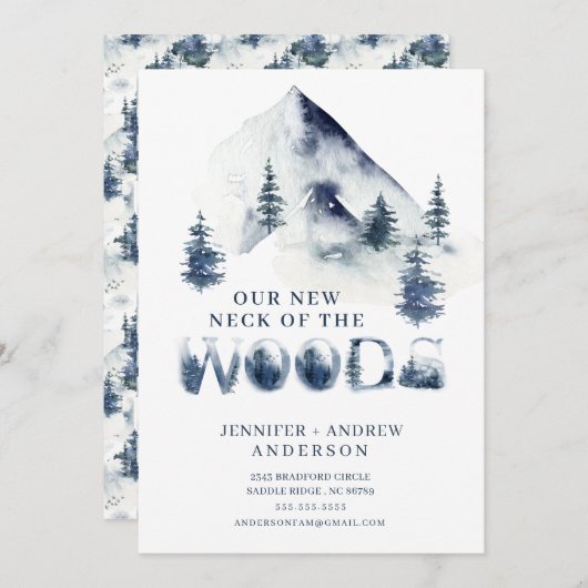 冬の新天地引越しのお知らせ 招待状 (正面/裏面)