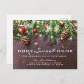 冬の新素朴しい住所の引越しのお知らせ 案内ポストカード (正面/裏面)