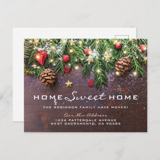 冬の新素朴しい住所の引越しのお知らせ 案内ポストカード (正面/裏面)