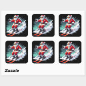 冬の日にサンタが雪の斜面をスキーで滑る|過去記事 スクエアシール (シート)