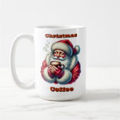 冬の日に心地よい飲み物を楽しむサンタクロース コーヒーマグカップ (左)