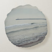 冬の日に白いカモメ ラウンドクッション (裏面)