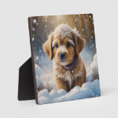 冬の日に雪の中で咲くクリスマスパピー フォトプラーク (正面)