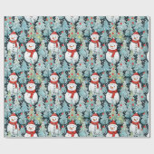 冬の日のクリスマスに暖かく居心地の良い雪だるま ラッピングペーパー (フラット)