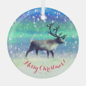 冬の日のトナカイ ガラスオーナメント (正面)
