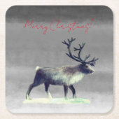 冬の日のトナカイ スクエアペーパーコースター (正面)