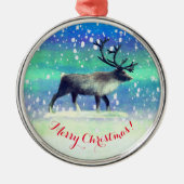 冬の日のトナカイ メタルオーナメント (正面)