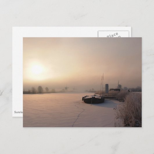 冬の日の出のオランダはがき ポストカード (正面/裏面)
