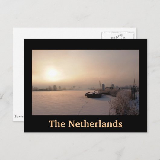 冬の日の出のオランダ黒いはがき ポストカード (正面/裏面)