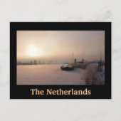 冬の日の出のオランダ黒いはがき ポストカード (正面)