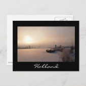 冬の日の出のオランダ黒いはがき ポストカード (正面/裏面)