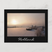 冬の日の出のオランダ黒いはがき ポストカード (正面)