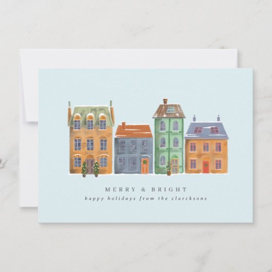 冬の日の家の並び シーズンカード (正面)