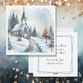 冬の日の教会 | 水彩画のクリスマス シーズンカード
