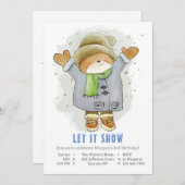 冬の日の誕生日パーティーへの招待 招待状 (正面/裏面)