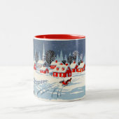 冬の日の馬と馬並み、カントリークリスマス ツートーンマグカップ (中央)