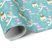 冬の日を楽しむ愛らしいフクロウ ラッピングペーパー (ロールコーナー)