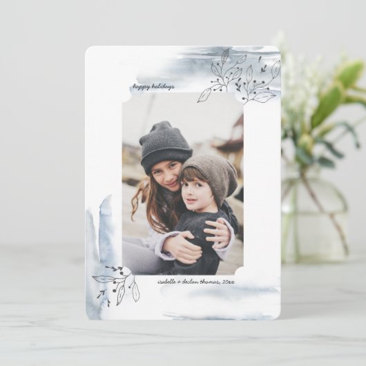 冬の日クリスマスホリデーフォトカード シーズンカード (スタンド正面)