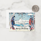 冬の日本のクリスマスカード ノートカード (正面/裏面インサイチュ)
