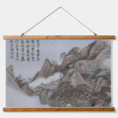 冬の日本の風景アート:ヴィンテージアジアの木材 吊り下げ型タペストリー (正面)