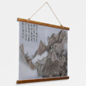 冬の日本の風景アート:ヴィンテージアジアの木材 吊り下げ型タペストリー (傾斜あり)