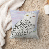 冬の日没のスノーフクロウ色鉛筆 クッション (ブランケット)