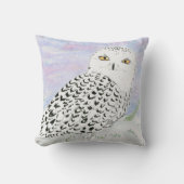 冬の日没のスノーフクロウ色鉛筆 クッション (正面)