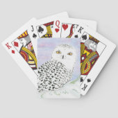 冬の日没のスノーフクロウ色鉛筆 トランプ (裏面)