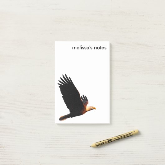 冬の日没のフライトで息をのむようなハゲのワシ ポストイット (デスク上)