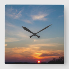 冬の日没の空 スクエア壁時計