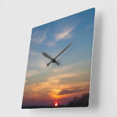 冬の日没の空 スクエア壁時計 (傾斜)