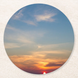 冬の日没の空 ラウンドペーパーコースター