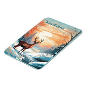 冬の日没の鹿カード マグネット (左側)