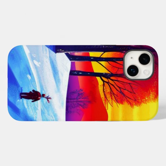 冬の日没を楽しむ家族 Case-Mate iPhoneケース (裏面 (横))