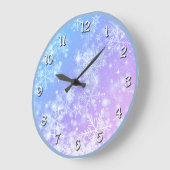 冬の日没スノーフレーク ラージ壁時計 (傾斜)