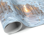 冬の日没ホワイトバーチフォレスト ラッピングペーパー (ロールコーナー)